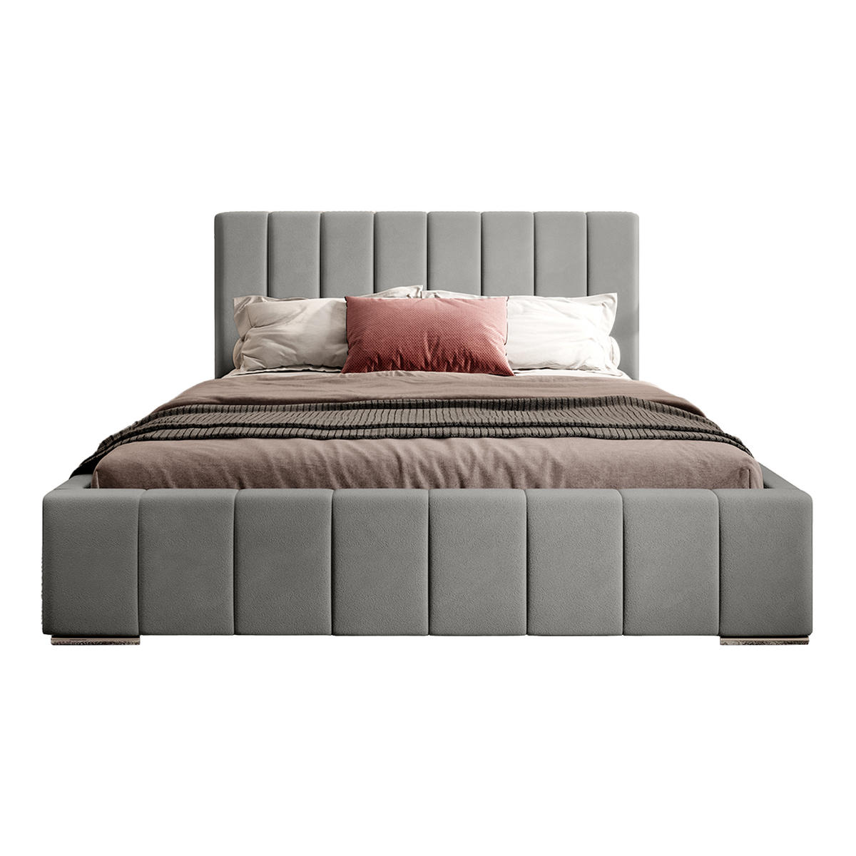 POLSTERBETT ALVORA 140x200 cm, Grau - Grau, Textil (200/140cm) - Fedve