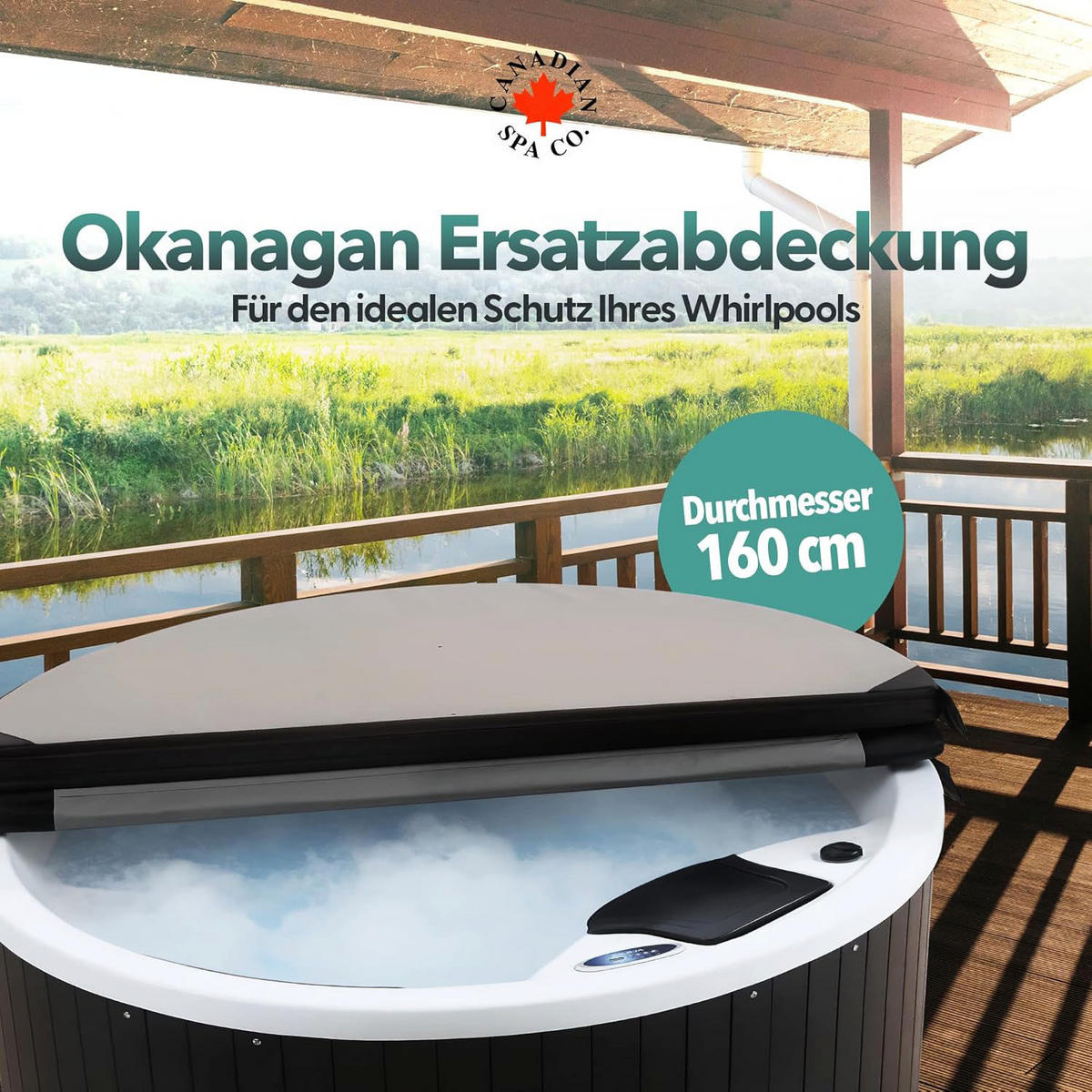 WHIRLPOOL ISOLIERABDECKUNG Okanagan schwarze Whirlpool-Abdeckung - Schwarz, Leder (160/160cm) - Canadian Spa Company