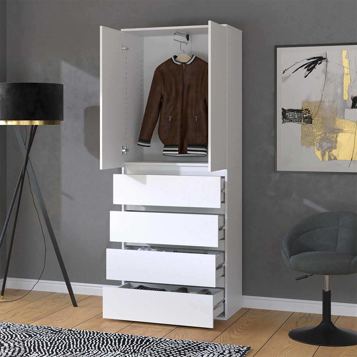 ŠATNÍ SKŘÍŇ Claus Bílá - bílá, kompozitní dřevo (74/191.5/40cm) - Vicco