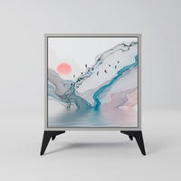 SIDEBOARD VELVET CROSSING, Grau, 57,5x42x70,5 cm, Schwarze Metall-Sternfüße - Multicolor/Schwarz, Holzwerkstoff/Metall (57.5/70.5/42cm) - SpaceRebels