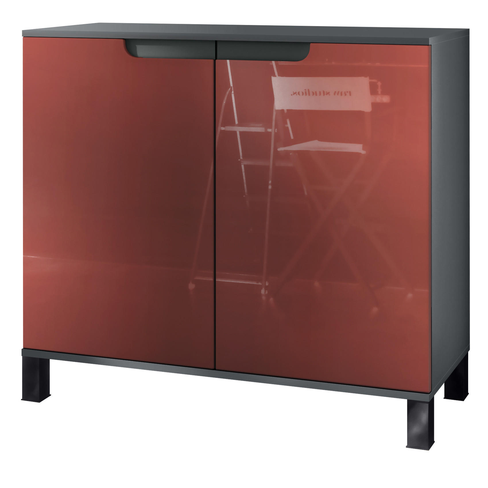 KOMMODE Sylt Bordeaux Hochglanz - Bordeaux, Holzwerkstoff (92.5/84.5/35cm) - Vladon