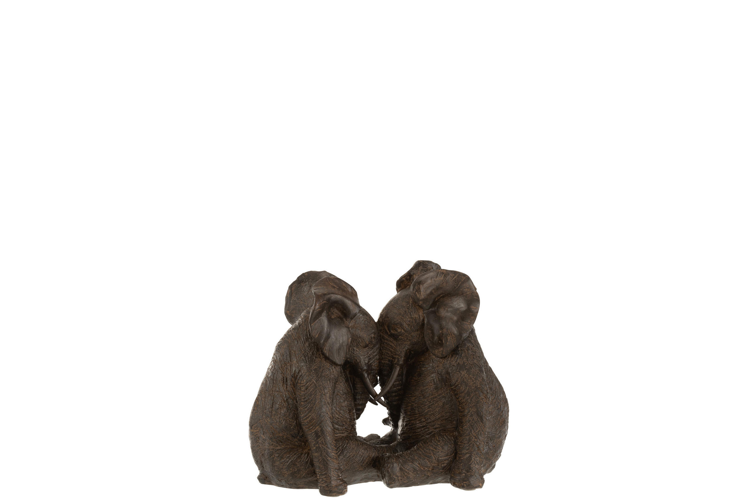DEKO ELEFANTENPAAR - Braun, Glas/Naturmaterialien (13/19.5/24cm) - J-Line