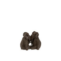 DEKO ELEFANTENPAAR - Braun, Glas/Naturmaterialien (13/19.5/24cm) - J-Line