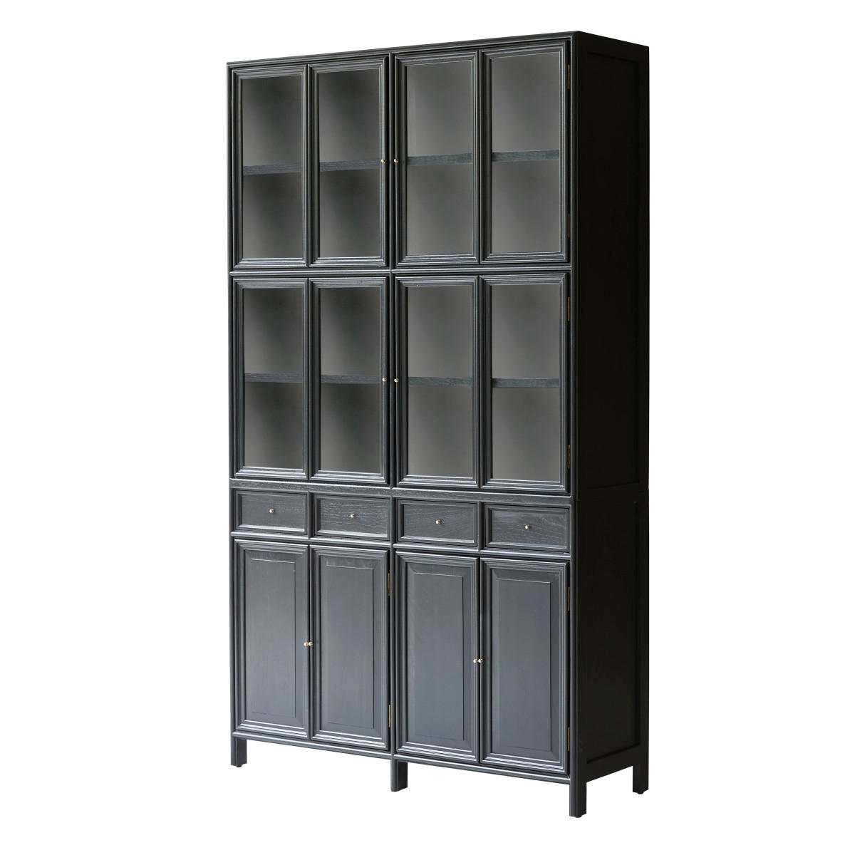 GESCHIRRSCHRANK Anna Schwarz aus Mindiholz - Schwarz, Holz (120/210/41cm) - Tikamoon