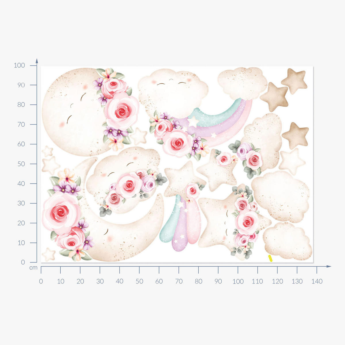 WANDAUFKLEBER 100x138cm - Elemente des Himmels - Multicolor, Kunststoff (100/138/0.1cm) - Wallfluent