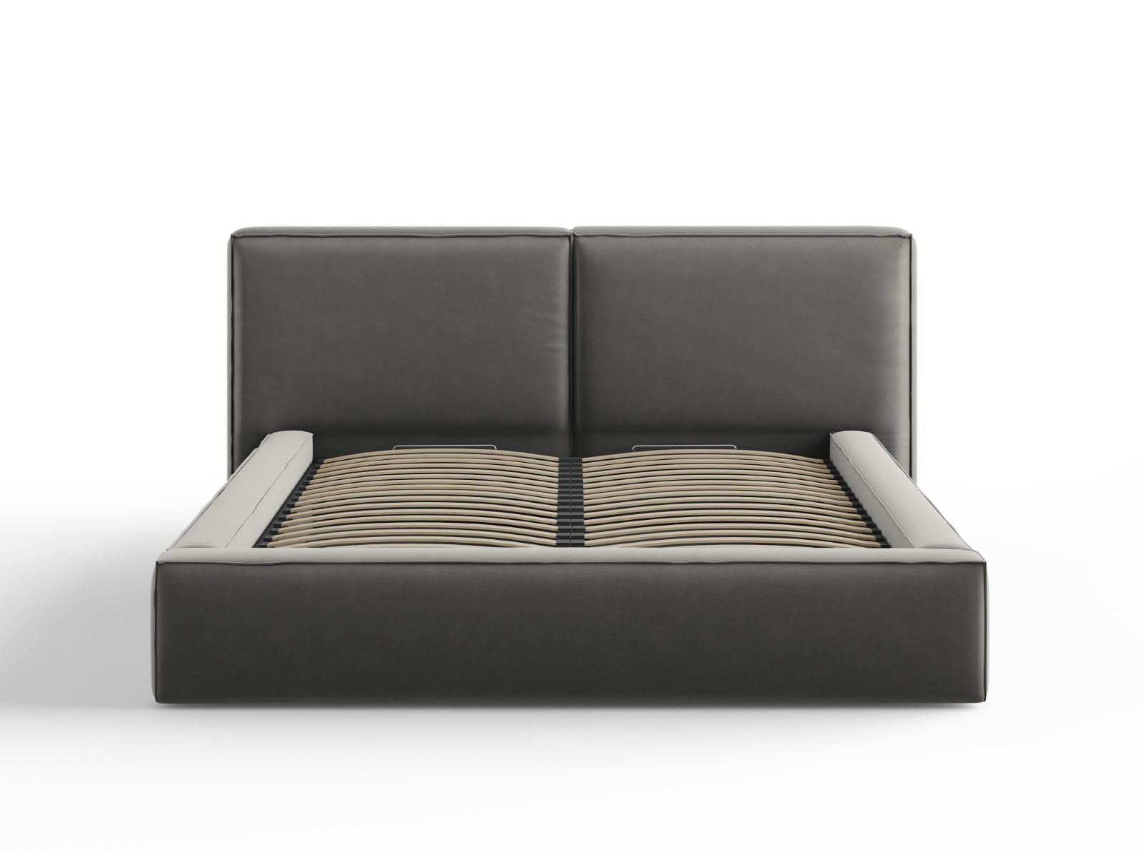 BETT mit Bettkasten und Kopfteil Jodie aus Samt hellgrau 160x200cm - Hellgrau, Textil (160/200cm) - Micadoni