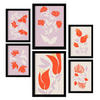 POSTER Set Mit 6 prächtige abstrakte Blumen von Blom Größe A3 & A4 Schwarzer Rahmen - Schwarz, Papier (29.7/1cm) - Nacnic