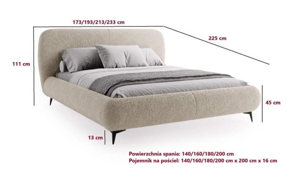 BETT Weiß ELLE Gepolstert 180x200 cm - Schwarz/Weiß, Kunststoff/Textil (180/200cm) - Sepro Meble