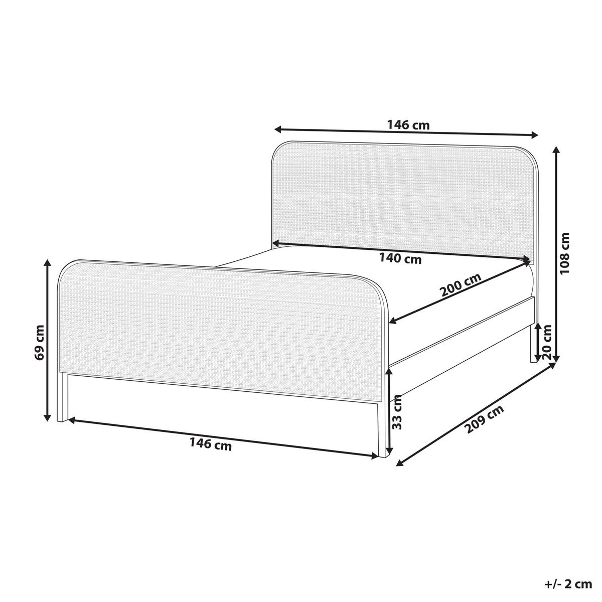 BETT mit Lattenrost 140/200 cm Hellbraun Gonfaron - Hellbraun/Schwarz, Holz (140/200cm) - Beliani