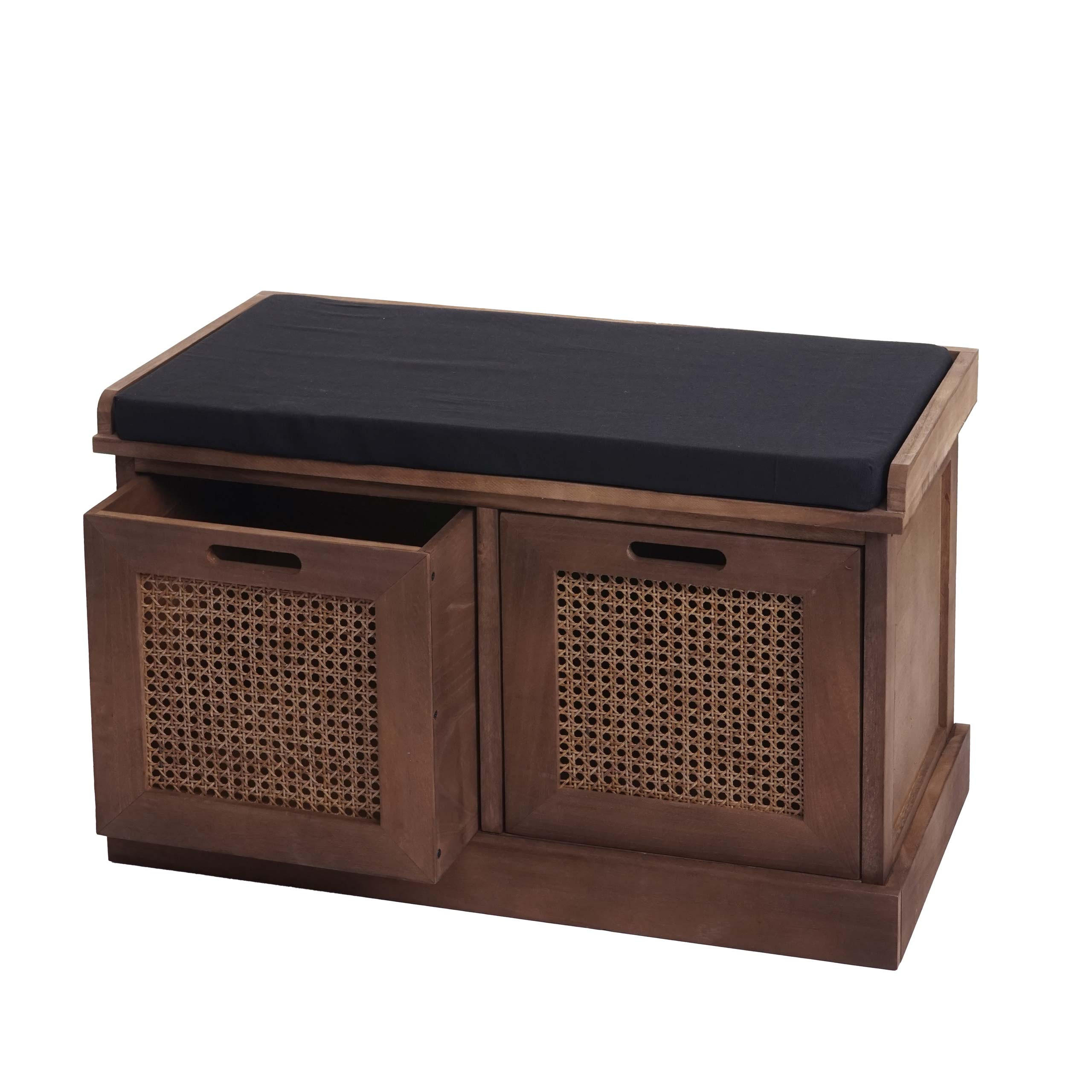 SITZBANK AUFBEWAHRUNGSBOXEN Schwarz - Schwarz, Holz (75/47/40cm) - MCW