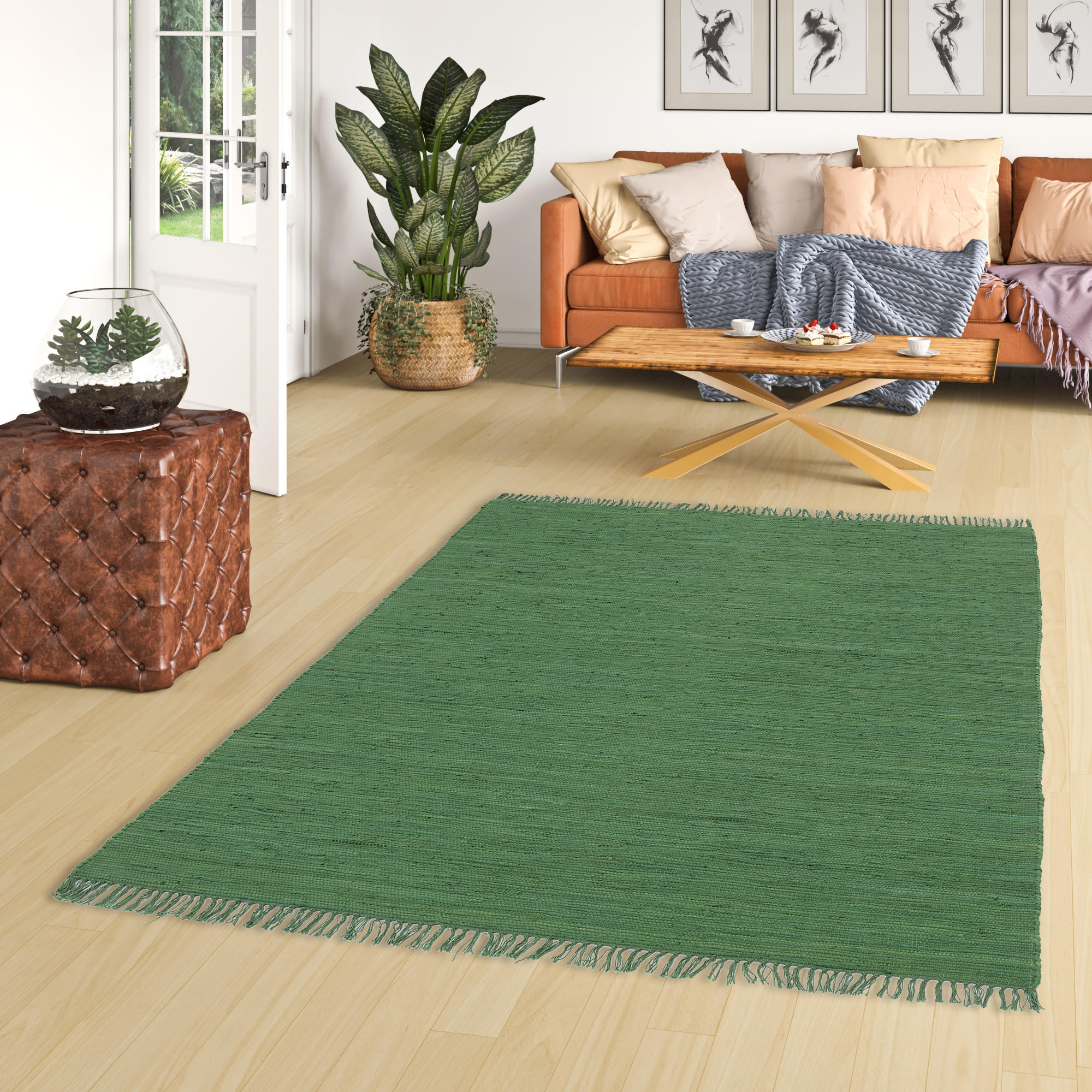 BAUMWOLLE NATUR TEPPICH JOLLY COTTON - Dunkelgrün, Textil (160/230cm) - Pergamon