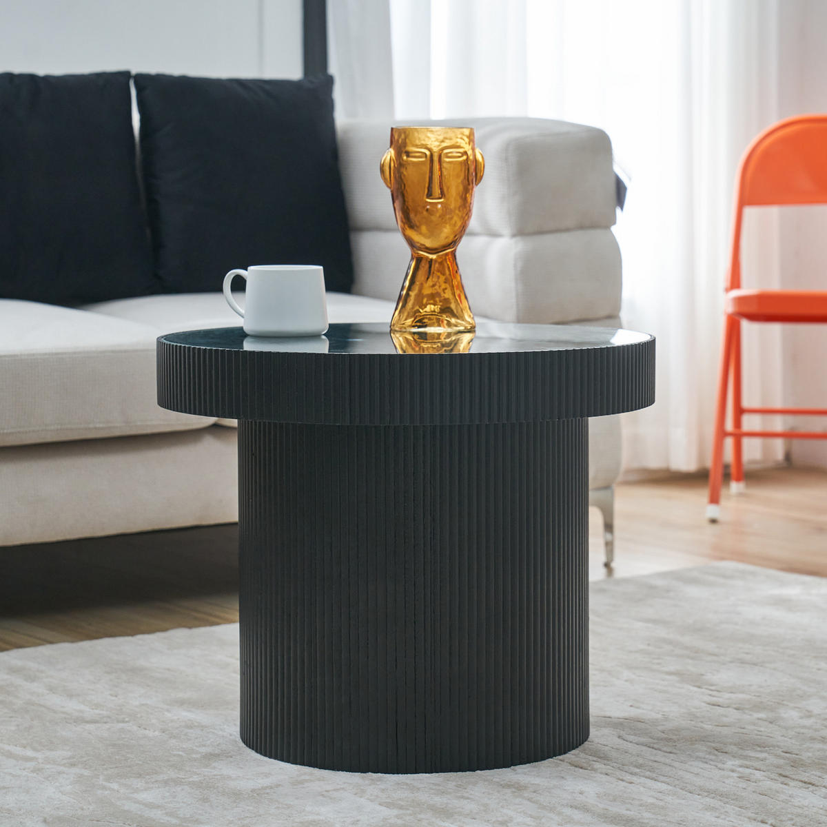 BEISTELLTISCH Miguel mit Glas - Schwarz, Holz (59/59/45cm) - SVITA