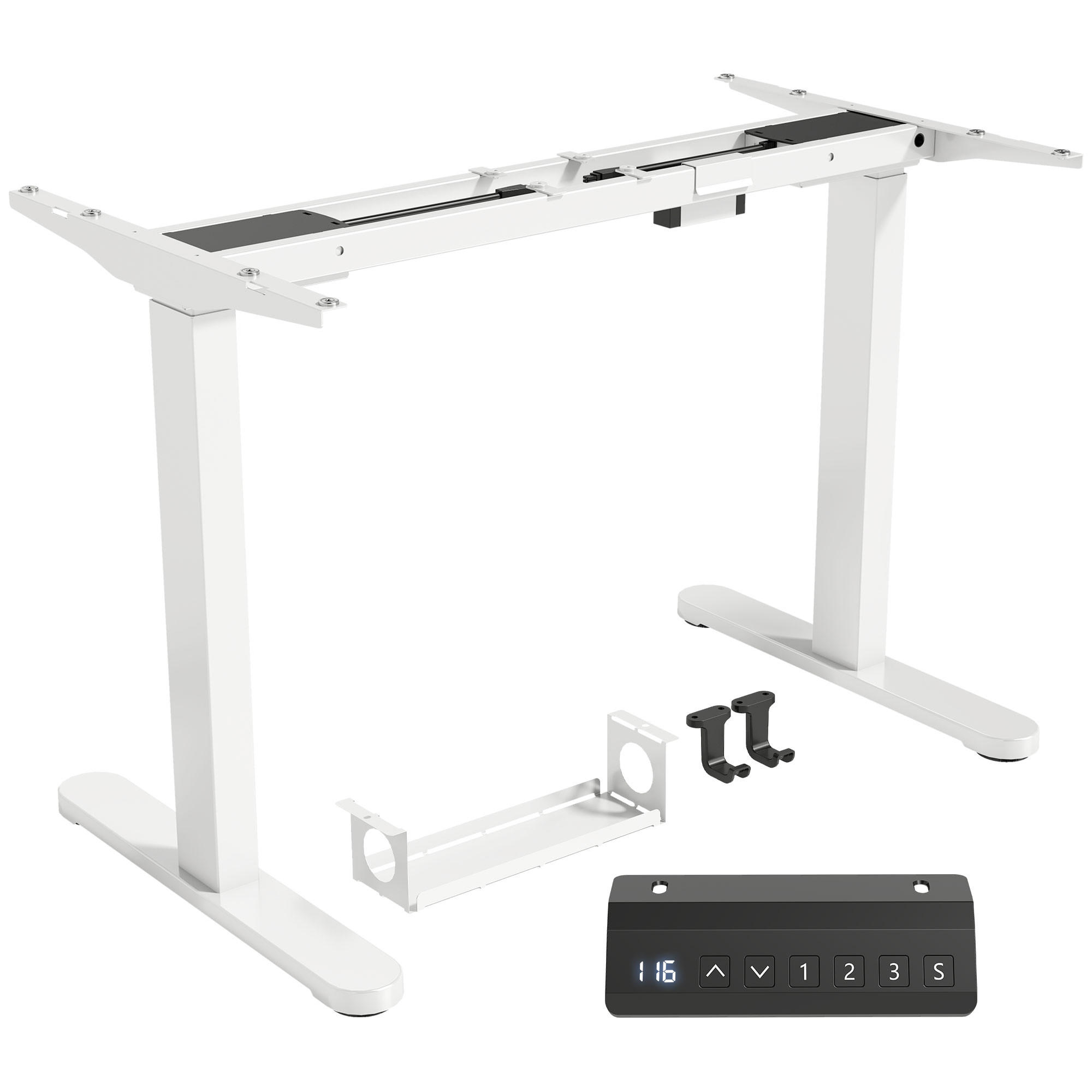 SCHREIBTISCHGESTELL mit Speicherfunktion Doppelmotor 100 bis 156 cm - Weiß, Metall (60/100/70cm) - Gisaae