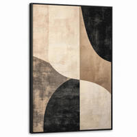 LEINWAND Bilder mit Rahmen - Abstrakt - Flugzeuge - Schwarz - Rund - 80x120 - Beige, Textil (80/120cm) - MuchoWow