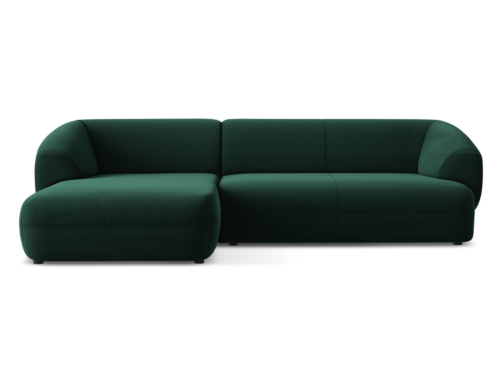 ECKSOFA Links Samt Stoff Grün - Dunkelgrün/Schwarz, Kunststoff/Textil (156/280cm) - Makamii
