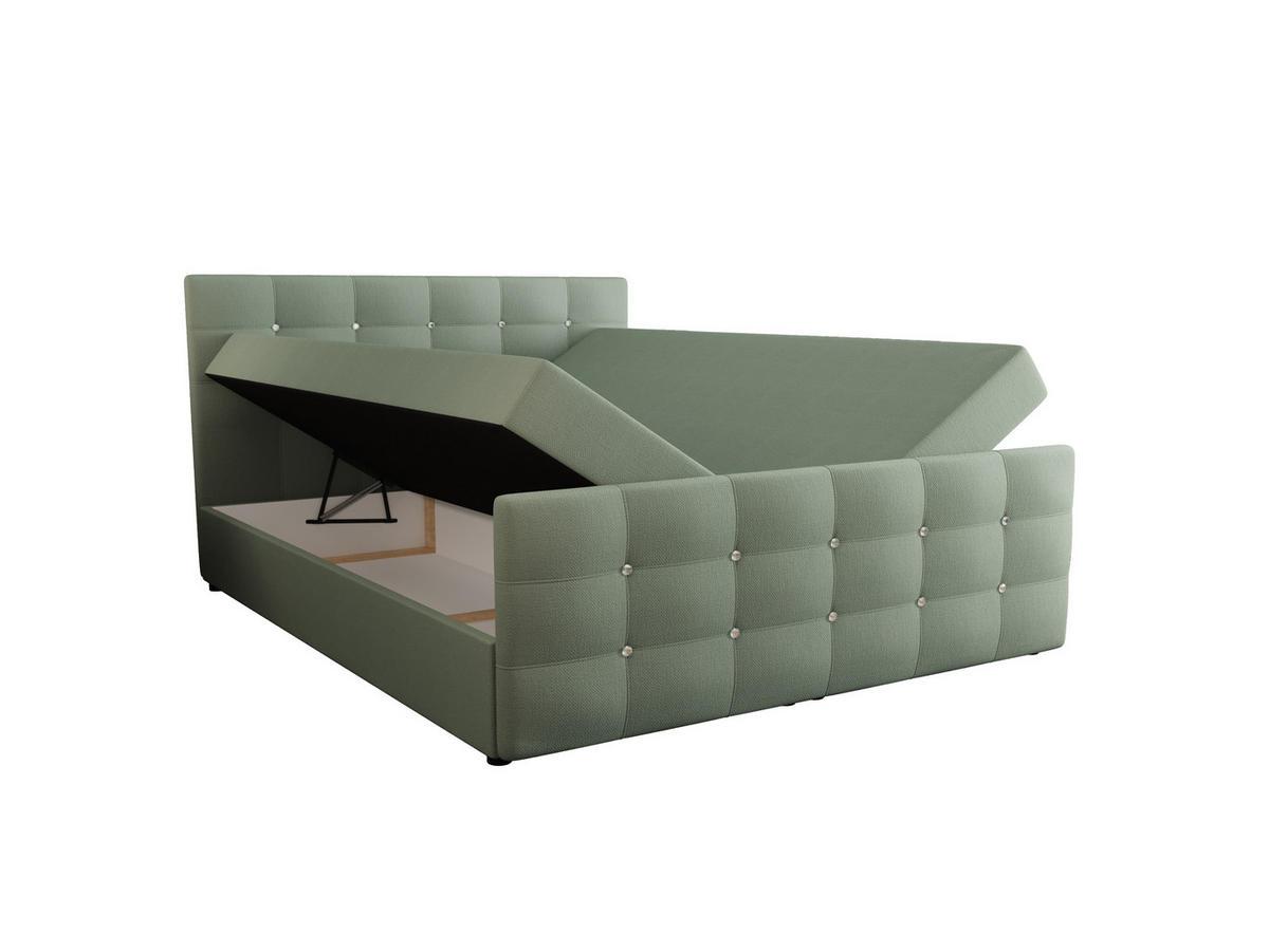 BOXBETT KLEO 140x200, mit Matratze H3 und Topper, Cosmic 16 - Hellgrün, Holz/Kunststoff (140/200cm) - Bedante