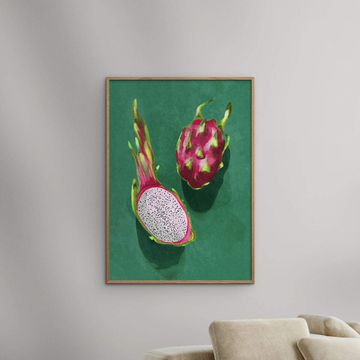 POSTER mit Rahmen Raissa Oltmanns - Dragonfruit - Eichefarben/Multicolor, Holz/Papier (50/70cm) - Poster&Frame