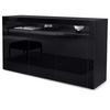 SIDEBOARD Valencia Schwarz Hochglanz / Schwarz Hochglanz - Schwarz Hochglanz, Holzwerkstoff (155/92/40cm) - Vladon