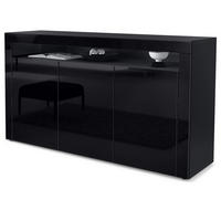 SIDEBOARD Valencia Schwarz Hochglanz / Schwarz Hochglanz - Schwarz Hochglanz, Holzwerkstoff (155/92/40cm) - Vladon