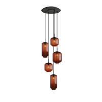 GALERIELEUCHTE Velo 5-flammig Braun Ø 18/20/25cm - Schwarz/Braun, Glas (25/25/27cm) - s.luce