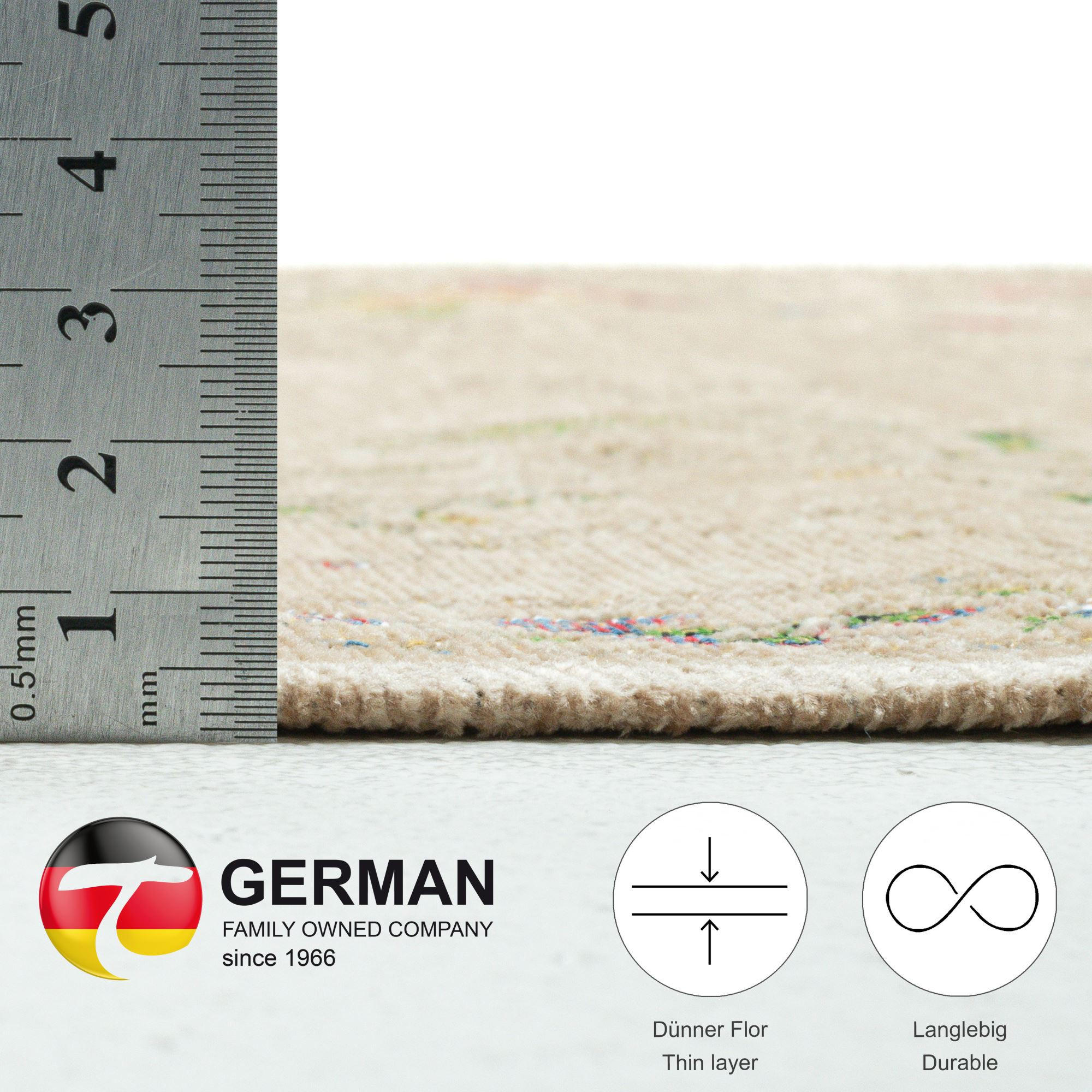 Thumbnail - Theko Flachwebteppich, Beige, Textil, Floral, Freiform, 70x400 cm, für Fußbodenheizung geeignet, Teppiche & Böden, Teppi...