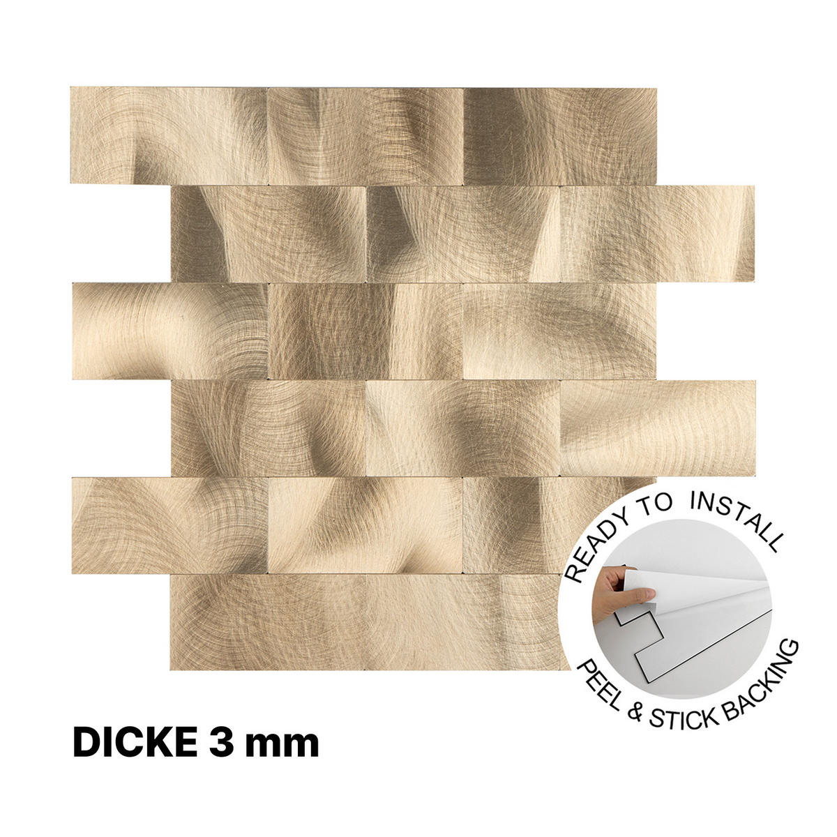 FLIESENAUFKLEBER 1 Stück 30 x 30 cm Selbstklebende Fliesen - Lime Oro - Goldfarben, Kunststoff (30/0.3/30cm) - Mazovia