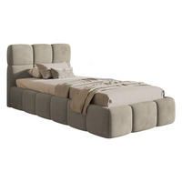 POLSTERBETT Cloudy Graubeige Samt, Bettkasten & Lattenrost, 90x200 cm - Taupe/Schwarz, Kunststoff/Textil (90/200cm) - Selsey
