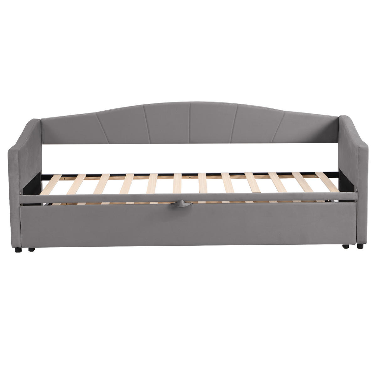 POLSTERBETT Ausziehbares Schlafsofa 90/180 cm grau mit Lattenrosten - Grau, Textil (90/200cm) - OKWISH