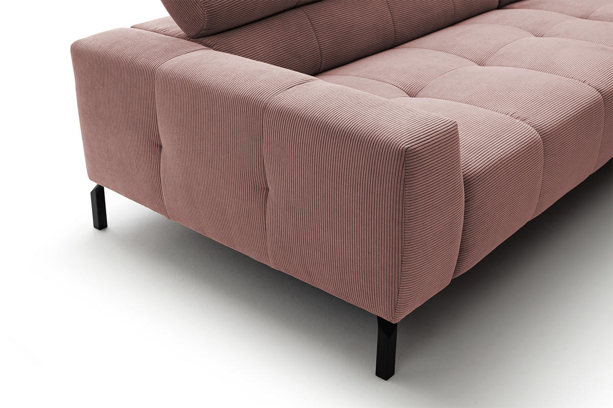 ECKSOFA MIT MOTORISCHEM SITZVORZUG OHIO Pink Cord - Pink/Schwarz, Textil/Metall (311/219cm) - KAWOLA