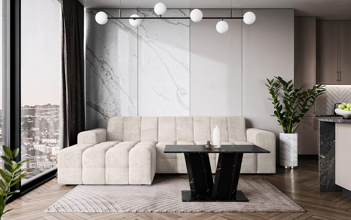 COUCHTISCH 100 cm Schwarzen Marmor-Optik - Schwarz Hochglanz, Holzwerkstoff (60/100/55cm) - Home Collective