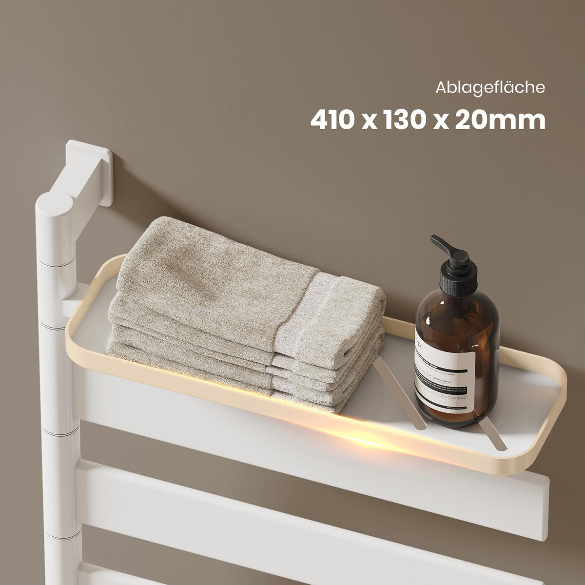 HANDTUCHHEIZKÖRPER Intelligentes Heizsystem Ablage Weiß 76/45 cm - Weiß, Metall (45/76/14cm) - EMKE