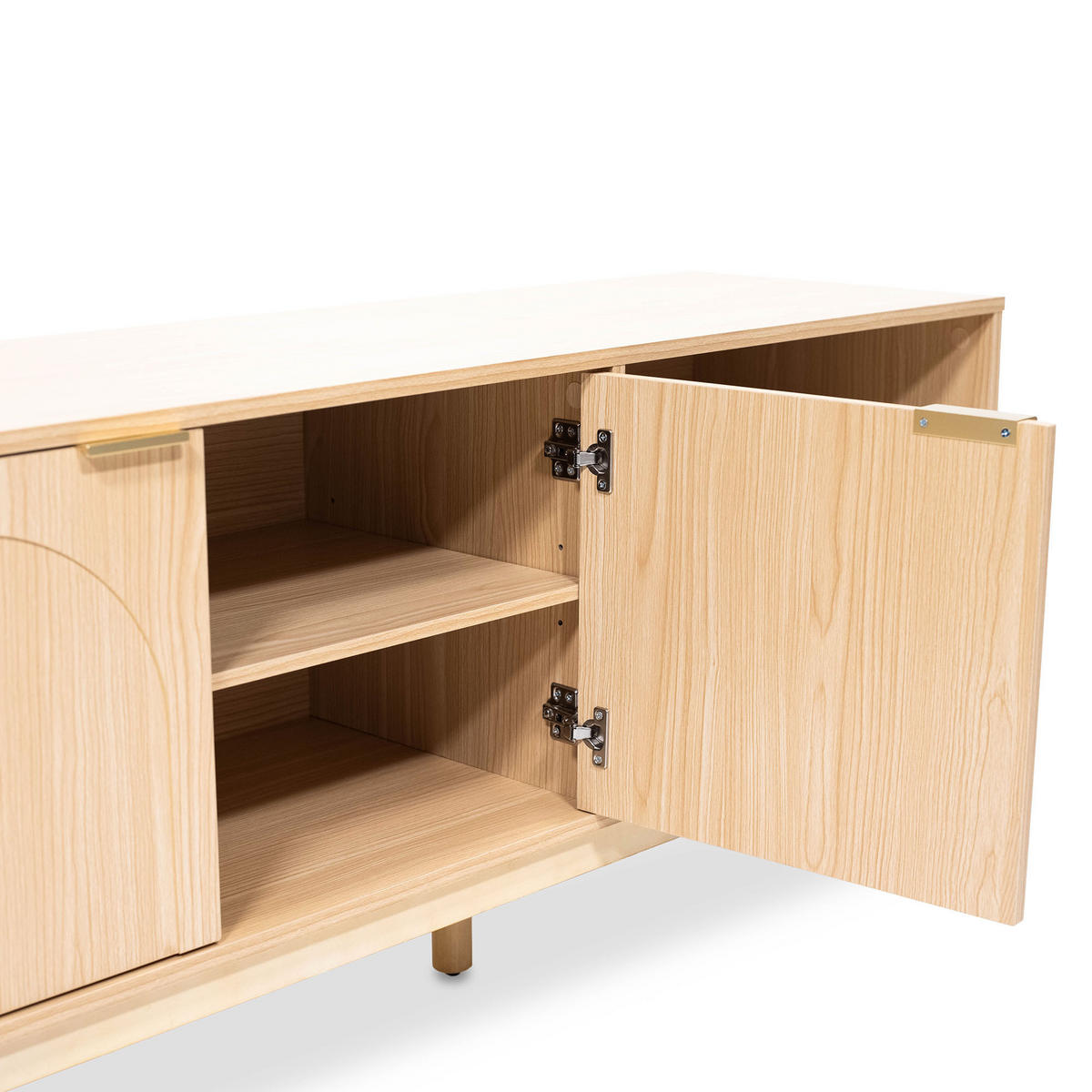 TV-STÄNDER NOLAN Eichenholzfarbe stil Skandinavischer - Beige/Goldfarben, Holz/Metall (40/60/140cm) - Sicaan