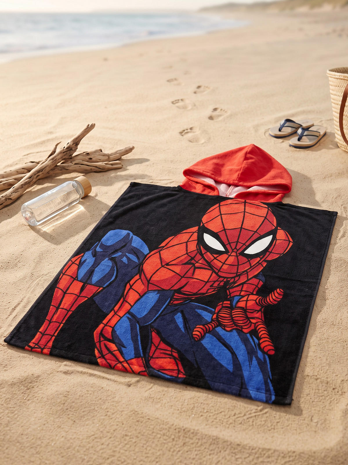 BADEPONCHO Marvel Spiderman Rot/Blau 50 x 100 cm - Multicolor, Textil (Einheitsgrößenull) - Marvel