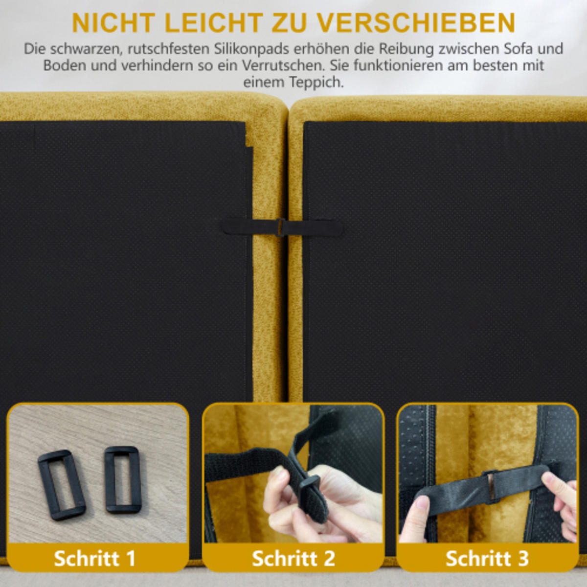 ECKSOFA 210×165×79 cm Granular Fleece rahmenlos modular mit 1 Ottoman, gelb - Gelb, Textil (165/210cm) - Luhomfu