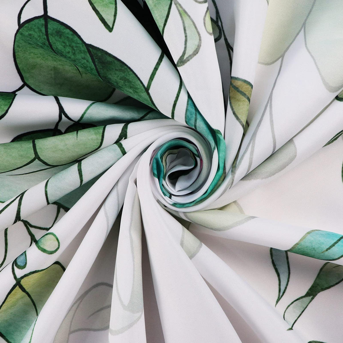 DUSCHVORHANG Aquarell-Pflanzenmuste Salbeigrün 180/180 cm - Salbeigrün, Textil (180/180cm) - Kaket