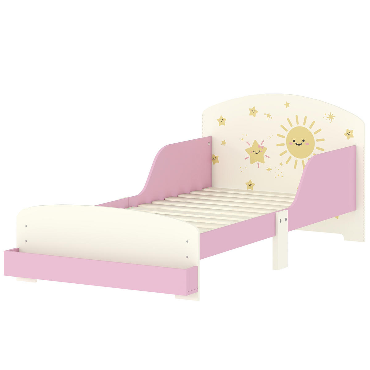 KINDERBETT 140x70 cm DE-14670 mit Schutzbügeln & Stauraum Rosa - Pink, Holzwerkstoff (70/140cm) - ComfortXL