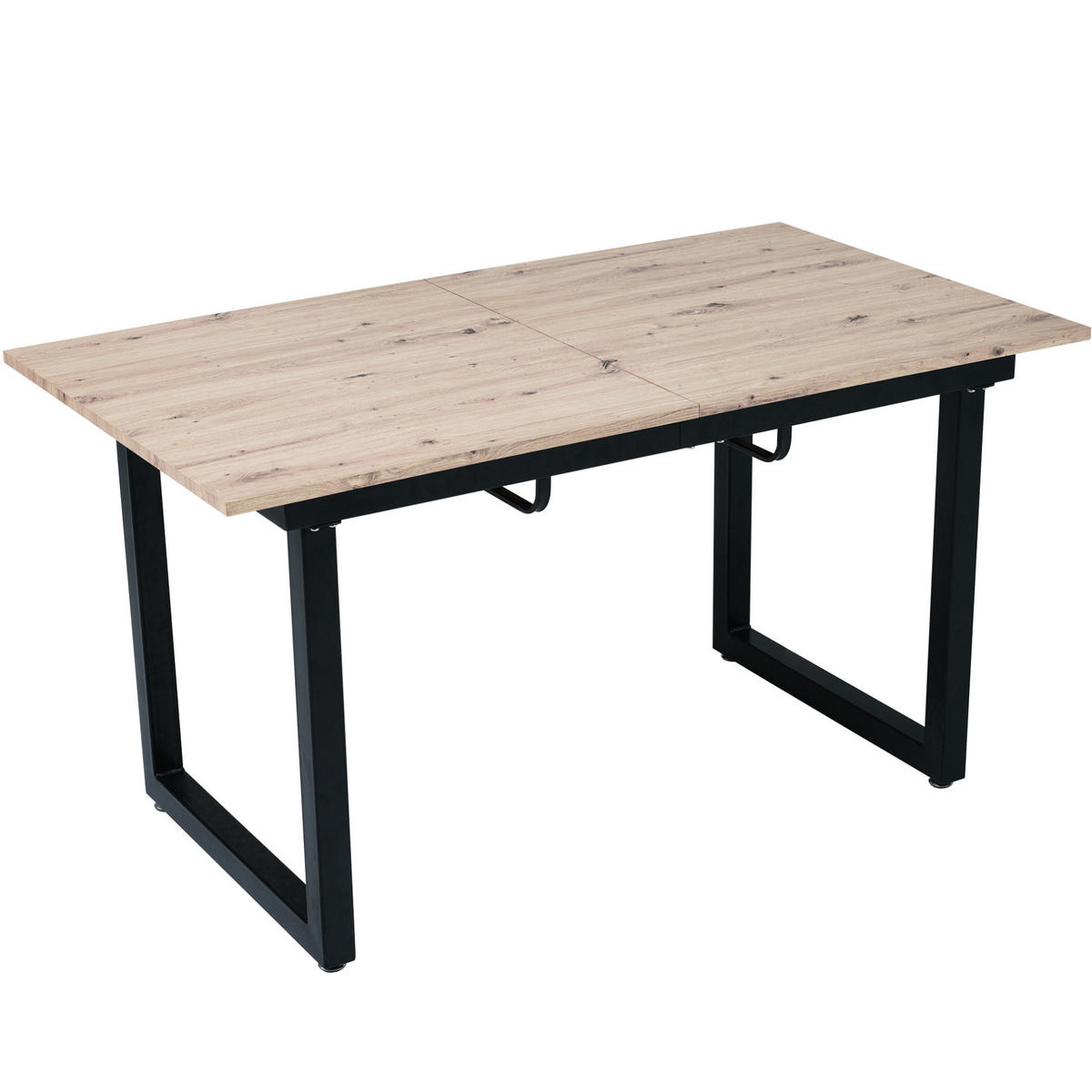 ESSTISCH aus MDF 140/180x80x75 cm Schwarz/Natur ausziehbar im Industriestil mit stabilem Metallgestell - Eichefarben, Holzwerkstoff (180/80/75cm) - Modfu