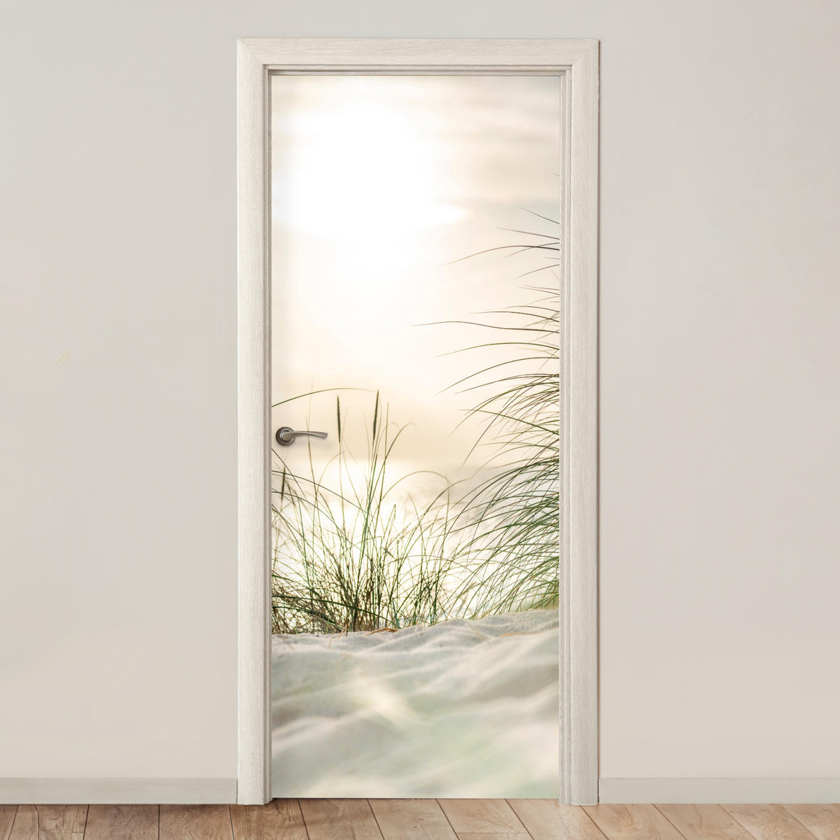 FOTOTAPETE Tür - Dünen am Wattenmeer 80x205 cm - Sandfarben, Kunststoff (80/0.1cm) - MuchoWow