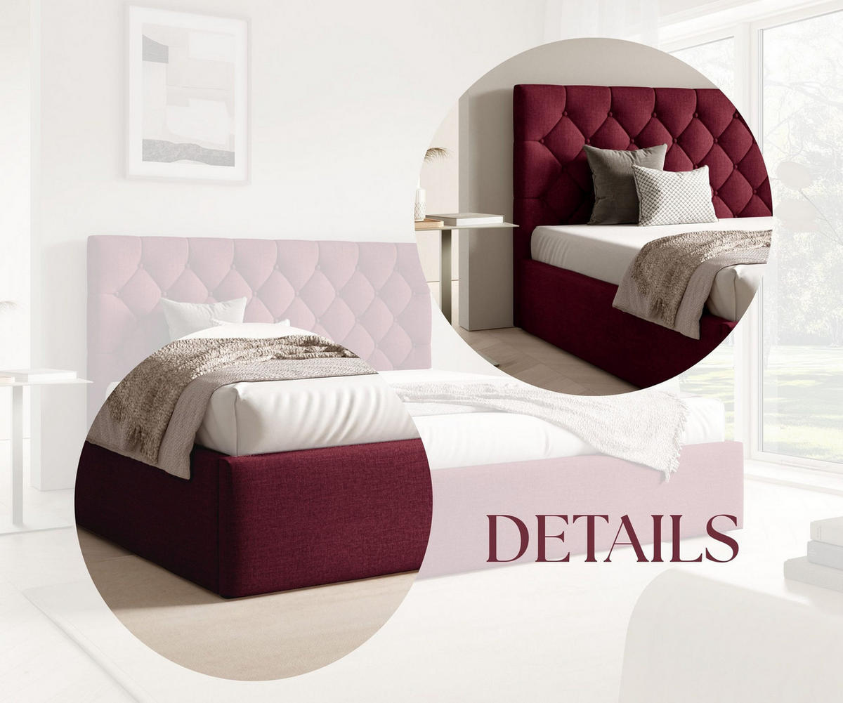 POLSTERBETT BEZA IV - Weinrot - Weinrot, Holz/Textil (160/200cm) - AN-Moebel 4u