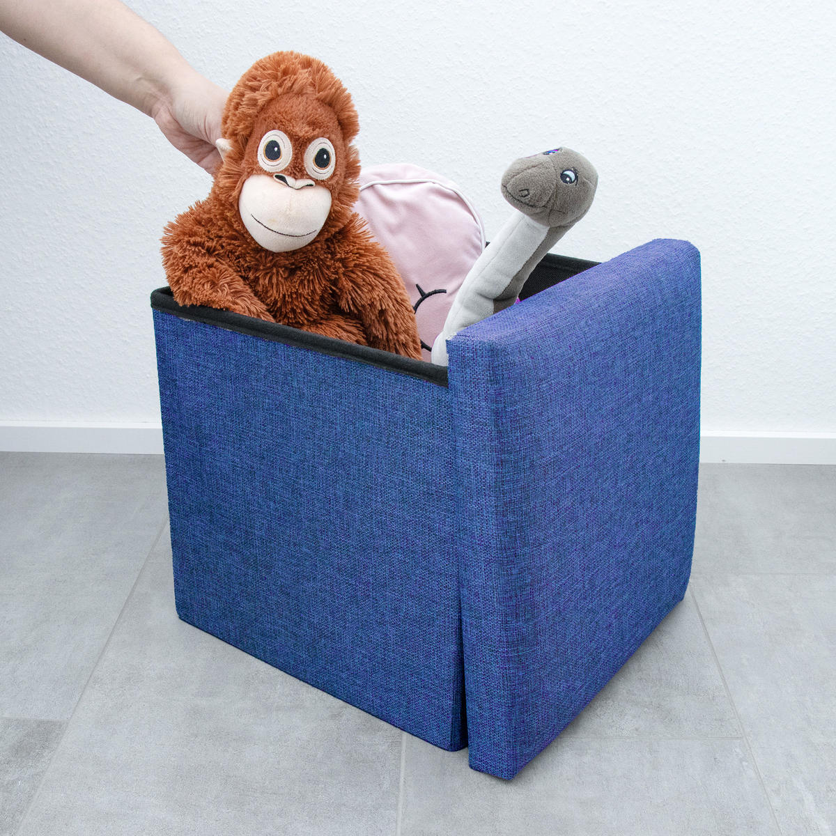 SITZBOX mit Stauraum 30/30/30 cm (Blau) - Blau, Textil (38/38/38cm) - Intirilife