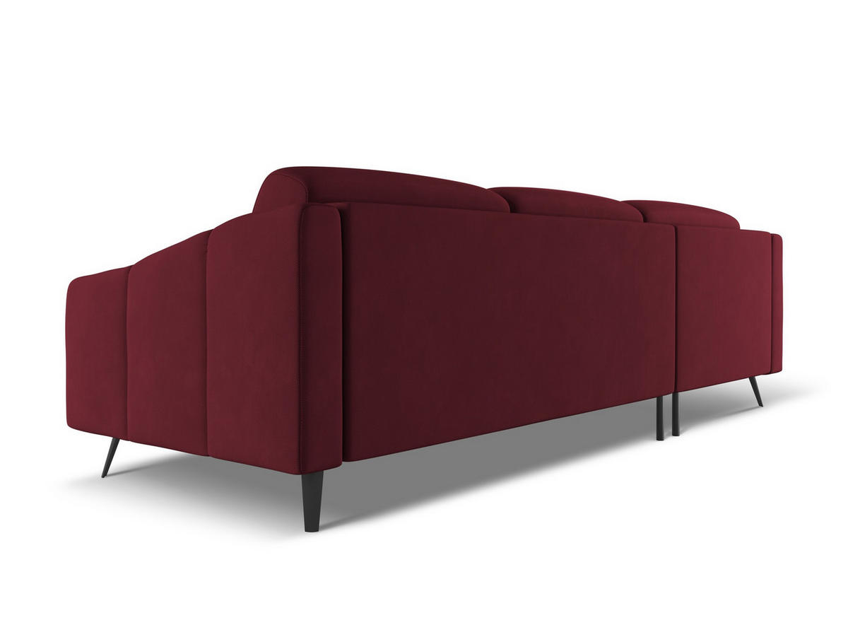 ECKSOFA Links Chenille Stoff Rot - Rot/Weinrot, Textil/Metall (160/264cm) - Makamii
