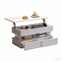 COUCHTISCH 100/50/46 cm mit anhebbarer Tischplatte, LED-Beleuchtung und 2 Schubladen, Weiß - Weiß, Holzwerkstoff (120/50/46cm) - Redom