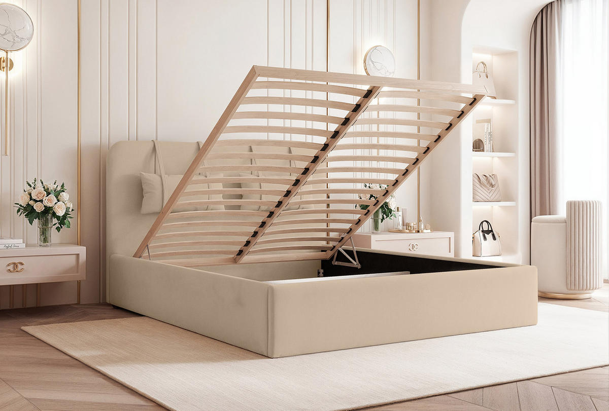 POLSTERBETT Lexal 200x200 cm, Beige - Beige, Textil (200/200cm) - Fedve