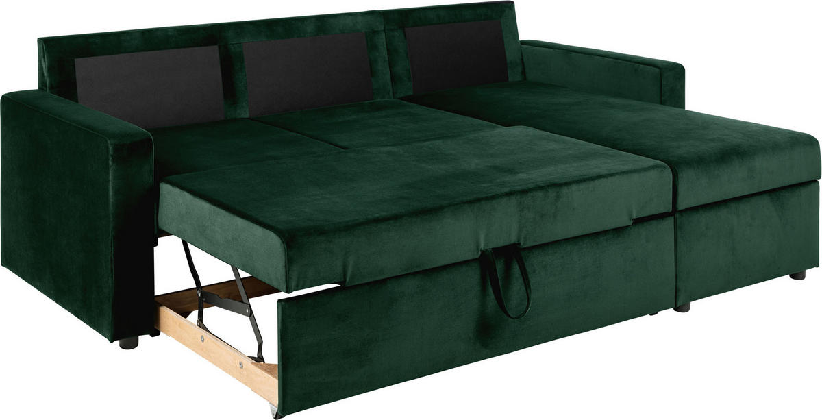 SCHLAFSOFA dunkelgrün - Grau, Holzwerkstoff (218/155cm) - ebuy24