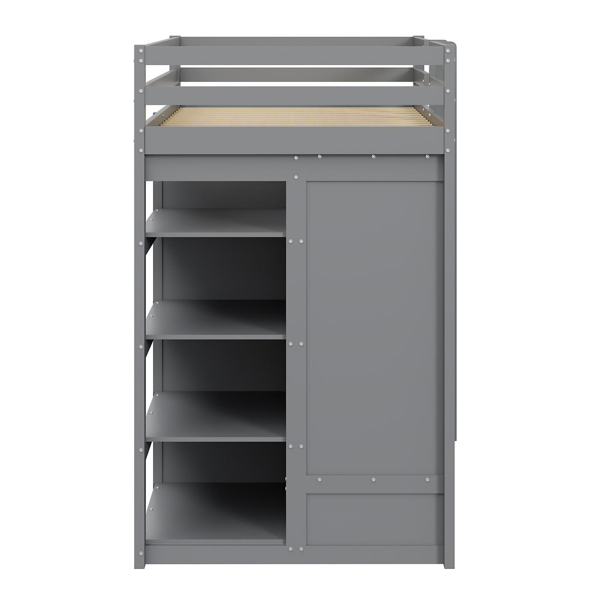 ETAGENBETT 90/200 cm, Grau mit Ausziehbett und Kleiderschrank - Grau, Holz (90/200cm) - MIVRAY