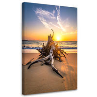 LEINWANDBILD, Strand Meer Landschaft Sonnenuntergang - Orange, Textil (30/45cm) - Feeby