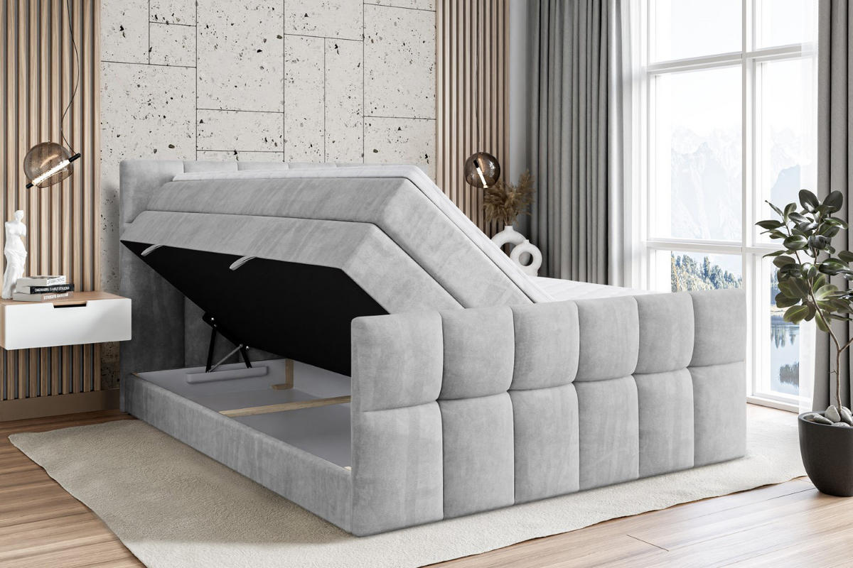 BOXSPRINGBETT RICAR-Z KING - 200 x 200 - H3/H4 - Hellgrau - Hellgrau, Holzwerkstoff (200/200cm) - ALTDECOR