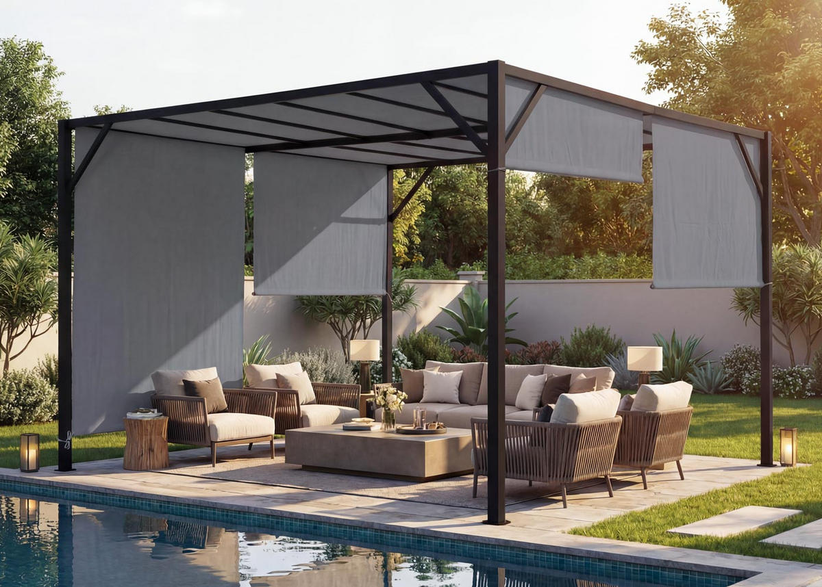 PERGOLA BEJA Grau - Grau, Metall (305/212/405cm) - MCW