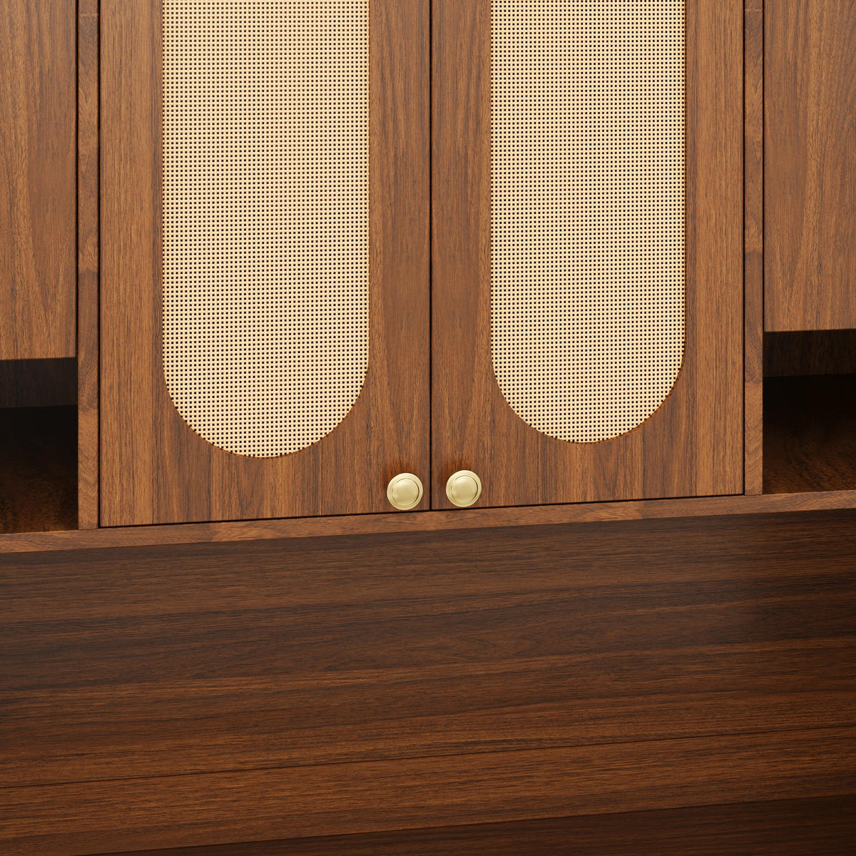KÜCHENBUFFET Hochschrank 178 cm Natur mit LED,8 Türen,Hausbar und Stauraum - Braun, Holz (106/178/40cm) - PARAFTA HOME