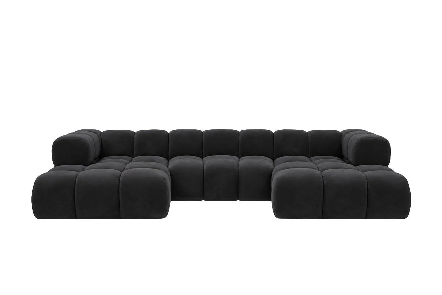 ECKSOFA U-Form, Veloursstoff Bluvel, Schwarz, Averro U - Schwarz, Holz (360/70/150cm) - Kaiser Möbel